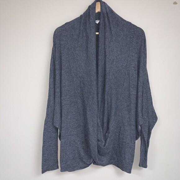 Gray Drapy Oversized Cardigan Sweater Women's L Flowy Cozy Soft Spring Lagenlook - Picture 1 of 7